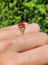Load image into Gallery viewer, 1471: Vintage: 18ct Gold Lively Fire Opal 6 Diamonds Dress; Ring- simply gorgeous

