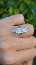 Cargar imagen en el visor de la galería, Vintage: 18ct White Gold Art Deco 12 Natural Diamonds {0.61ct} Navette Set  Ring
