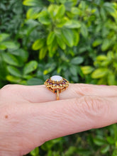 Load image into Gallery viewer, 0761: Vintage (1960&#39;s): 9ct Gold White Opal Garnets Cluster Ring - beautifully paired.
