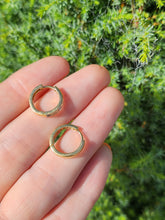 Load image into Gallery viewer, 2094: Vintage; 18ct Gold 24 Natural Diamonds Hooped Earrings- petite, sparkling, beautifully crafted.

