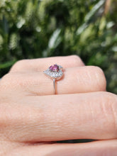 Load image into Gallery viewer, 1160: Vintage; 9ct White Gold Heart-Cut Almandine Garnet Diamonds Ring- cute &amp; sparkly
