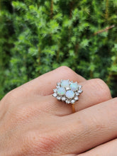 Load image into Gallery viewer, 1940: Vintage: 18ct Gold White Opals Diamonds (0.85ct) Cocktail Ring- Sensational
