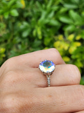 Load image into Gallery viewer, 6133: Vintage; 9ct Gold Large Mercury Topaz 10 Diamonds Cocktail Ring
