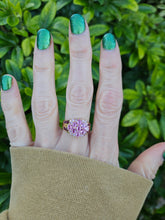 Load image into Gallery viewer, 0495: Vintage: 9ct Gold Pink Sapphires Topaz Cocktail Ring- Barbie beauty
