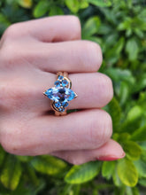 Load image into Gallery viewer, 0377: Vintage; Statement 9ct Gold  7 Swiss Blue Topaz Cocktail Ring-
