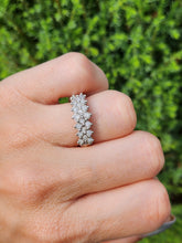 Cargar imagen en el visor de la galería, 0781: Vintage: 14ct White Gold Diamonds (1c carat) Tiered Ring- natural. sparkling beauty
