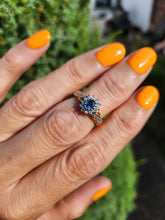Load image into Gallery viewer, 6150 Vintage: 18ct Gold French Blue Sapphire 18 Diamonds Dress Ring- fine example
