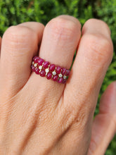 Load image into Gallery viewer, 1520: Vintage: 18ct Gold Rubies Diamonds Tiered Cocktail Ring
