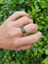 Load image into Gallery viewer, A5648: Vintage:18ct Gold Emeralds (1.25ct)  Diamonds Band- Old &amp; Heavy, Statement
