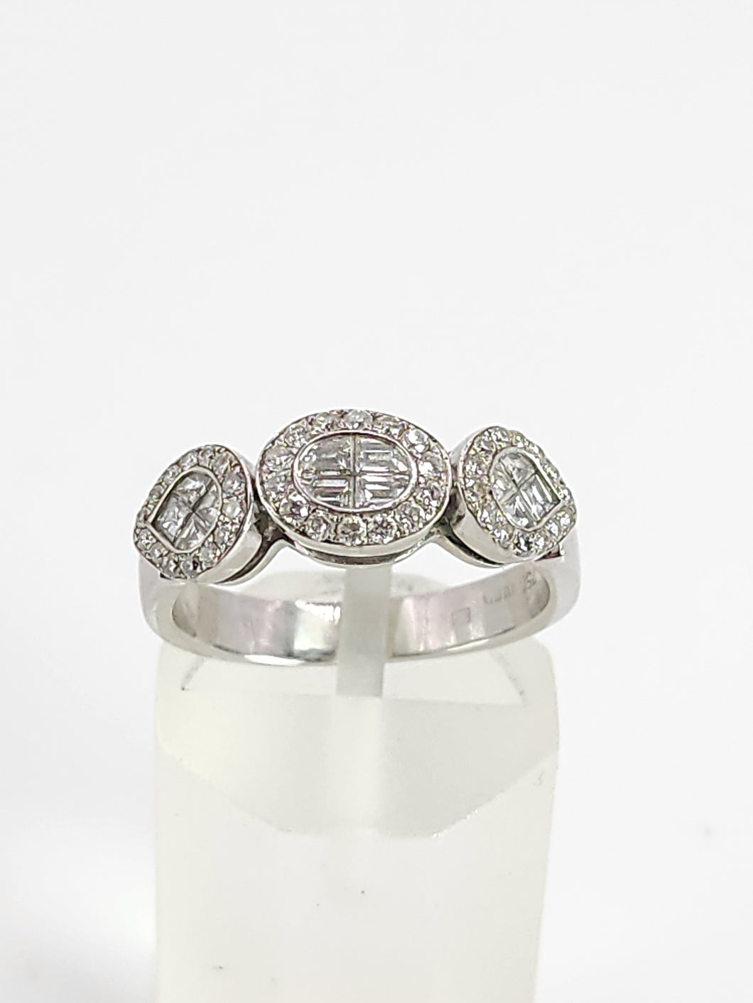 1679: Vintage: 18ct White Gold Mixed-Cut Diamonds Dress/Stacker Ring- Divine