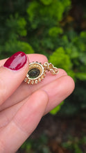 Load image into Gallery viewer, 2480- Vintage 9ct Gold Chrome Diopside Glacier Topaz Diana Style Pendant
