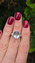 Load image into Gallery viewer, 5804 Vintage; 9ct Gol Faceted Cut Swiss Blue Topaz natural Diamonds Dress ring
