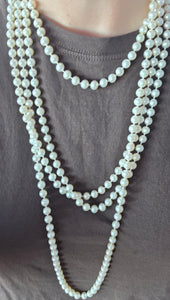 2612 Vintage Tiffany & Co Ziegfeld Freshwater Pearls Silver Necklace -Extra Long- 280cm