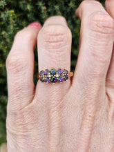 Load image into Gallery viewer, 1432: Vintage: Rare: 9ct Gold Caribbean Topaz Diamonds Dress Ring

