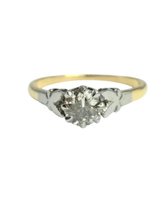 2075: Vintage: 18ct Gold (0.63ct) Round Cut Diamond Solitaire Set in Platinum- Marvellous