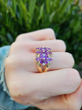 Load image into Gallery viewer, 0304: Vintage: Sensational 14ct Gold Amethysts, Peridots, Diamond&#39;s Cluster Cocktail Ring-
