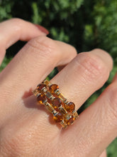 Cargar imagen en el visor de la galería, 2157: Vintage; 9ct Gold Orange and Yellow Citrine Openwork Cocktail Ring
