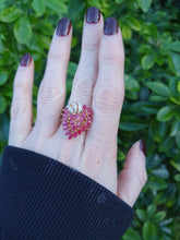 Load image into Gallery viewer, 7122:  Vintage: 18ct Gold Rubies (4ct) Diamonds Statement Cocktail Ring- FAB- Outrageous
