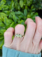 Load image into Gallery viewer, 0521: Vintage 9ct Gold Lime Green Peridot Trilogy- gorgeous
