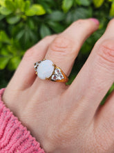 Load image into Gallery viewer, 1334: Vintage (1960&#39;s) 9ct Gold Cabochon White Opal Topaz Dress Ring- lovely combination
