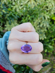 0493: Vintage: 9ct Gold Large Lilac Amethyst Cocktail Ring