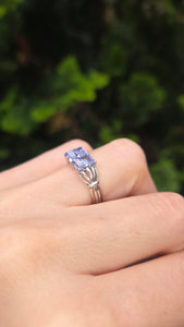 2404 Vintage: 9ct White Gold Light Blue Sapphires Dress Ring