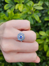 Load image into Gallery viewer, 0431 Vintage: 9ct White Gold Tanzanite, Topaz, Diamonds Art Deco Style Cocktail Ring
