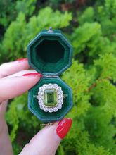 Load image into Gallery viewer, 7035:  Exceptional: 18ct Gold Emerald Cut Peridot (2.4ct) Round Brilliant Cut Diamonds (0.80ct) Cocktail Ring - Beuatiful
