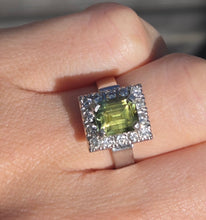 Load image into Gallery viewer, Vintage: 18ct White Gold Yellow Sapphire {3.15ct) Diamonds Cocktail Ring- Platinum Set
