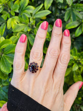 Load image into Gallery viewer, 0735: Vintage: 9ct Gold Rich Red Garnets Cluster Ring - Date-Mark 1964
