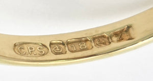 2324: Vintage: 18ct Gold Blue Sapphires Diamonds Target Ring- From 1974
