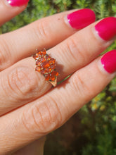 Load image into Gallery viewer, Vintage: Petite 9ct Gold Fire Opals Cluster Ring extraordinary cut and colour
