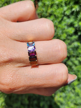 Load image into Gallery viewer, 1771: Vintage: 9ct Gold Mixed Gemstones Half-Eternity Ring- lovely colour combination
