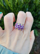 Load image into Gallery viewer, 0304: Vintage: Sensational 14ct Gold Amethysts, Peridots, Diamond&#39;s Cluster Cocktail Ring-
