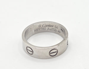 2315 Cartier 18ct White Gold Classic Love Ring- Size 54/N/6-75- Pristine