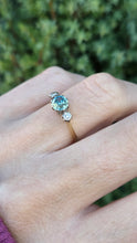 Load image into Gallery viewer, 6230 Vintage: 18ct Gold  Platinum Ceylon Blue Zircon Twin Diamonds Dress Ring
