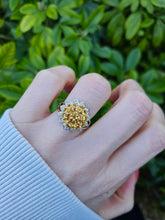 Load image into Gallery viewer, 0774:Vintage: Sensational 9ct Gold 19  Citrines 36 Diamonds Floral Cluster Ring
