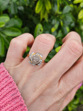 Load image into Gallery viewer, 1011: Vintage: 9ct Gold Champagne &amp; White Diamonds Cocktail Ring- sparkling beauty
