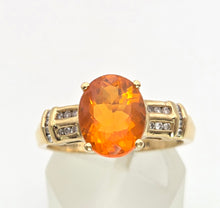 Load image into Gallery viewer, 2329: Vintage: 18ct Gold Fire Opal Diamonds Dress Ring-vibrant, vivid, sparkling
