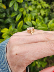 1314: Vintage: 9ct Gold Large Pink/Rose Quartz Cocktail Ring- Barbie beauty