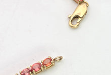 Load image into Gallery viewer, 2319: Vintage:: 18ct Gold Padparadscha 39&nbsp; Orange Sapphires (8.19ct) Tennis Bracelet- Exquisite
