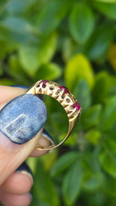 6204 Antique: 18ct Rubies Old Cut Diamonds Dress Ring- From 1911