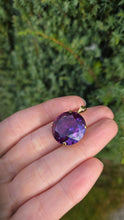 Load image into Gallery viewer, Large Gild Round Cut Purple Sapphire Basket Set Pendant - Total Statement piece
