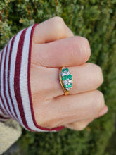 Load image into Gallery viewer, 6020 Vintage; 18ct Gold Emeralds Diamonds  Cocktail Ring
