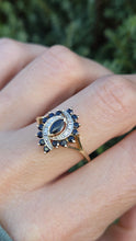 Load image into Gallery viewer, Vintage: 9ct Gold French Blue Sapphires Natural Diamonds Cluster Ring
