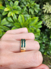 Load image into Gallery viewer, A5648: Vintage:18ct Gold Emeralds (1.25ct)  Diamonds Band- Old &amp; Heavy, Statement
