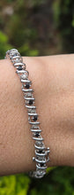 Load image into Gallery viewer, 2111: Vintage: 9ct White Gold Blue Sapphires Diamonds Tennis Bracelet (18cm)- Very pretty
