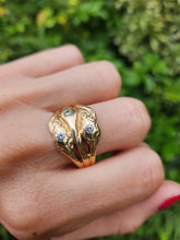 Load image into Gallery viewer, 6109 Vintage: Statement 9ct Gold Diamonds Three Heads Snake Ring
