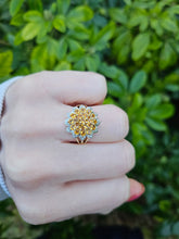 Load image into Gallery viewer, 0774:Vintage: Sensational 9ct Gold 19  Citrines 36 Diamonds Floral Cluster Ring
