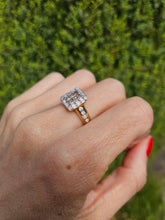 Load image into Gallery viewer, 1612: Vintage: 9ct Yellow Gold Champagne &amp; White Diamonds Geometric Set Ring- 28 natural, sparkling diamonds
